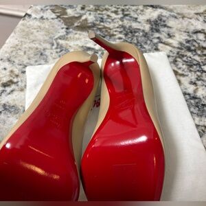 Christian Louboutin Nude Patent Leather Pumps with Red Soles